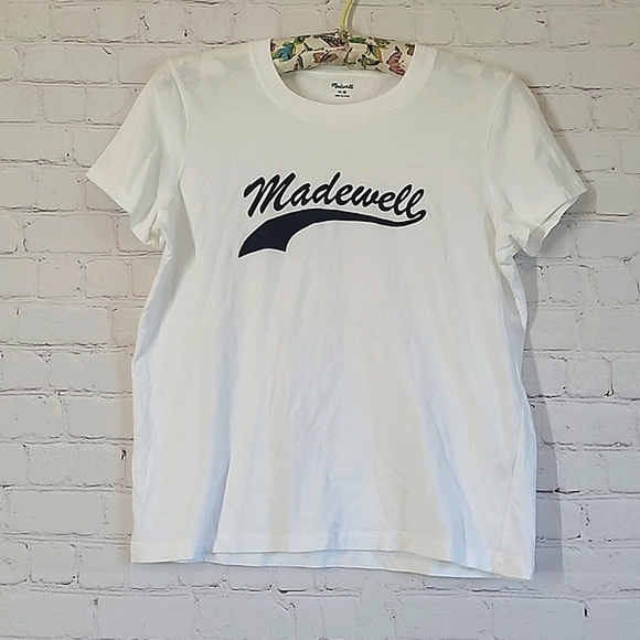 Madewell Casual Cotton Logo Spellout Tee Tshirt Loose Fit Womens Size Medium - Picture 5 of 14